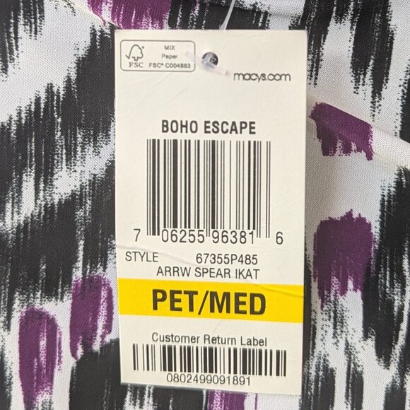 INC International- Boho Escape Halter top. PM (purple/black & white) NWT - Picture 5 of 8